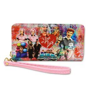 New Collage Pink I Love Lucy Clutch Purse Wallet Zip Wristlet Phone Coin Holder